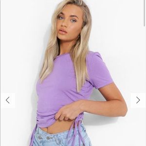 RUCHED SIDE JERSEY T-SHIRT